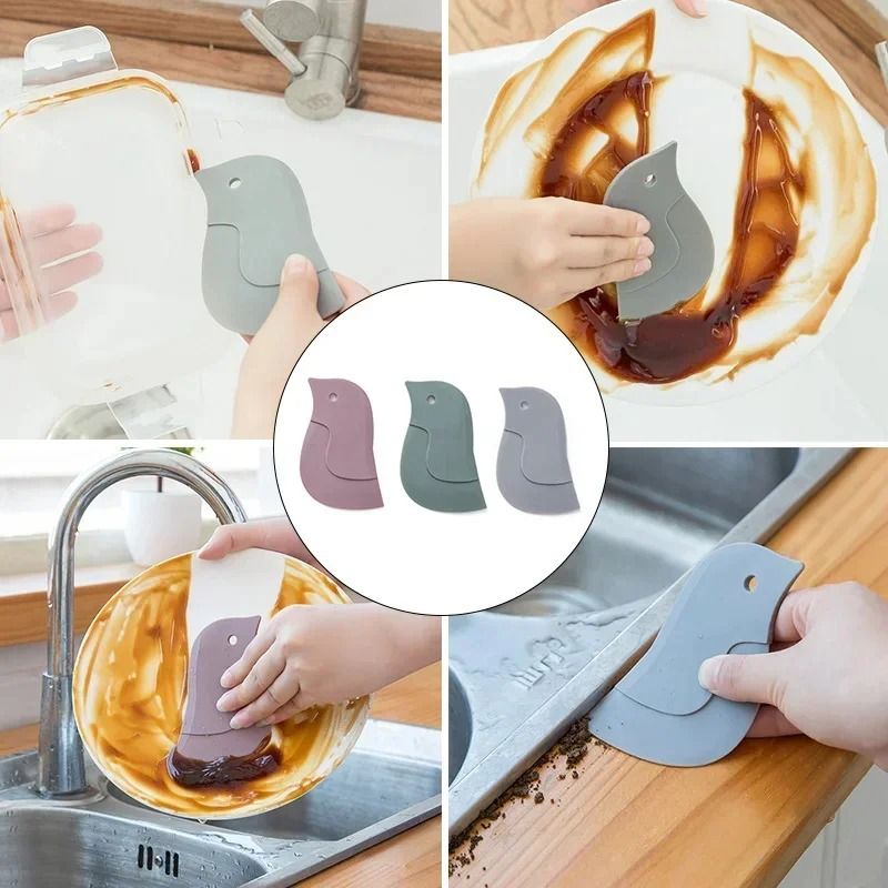 Multifunctional Silicone Kitchen Scraper For Pots, Pans, Dishes, And Household Cleaning pink