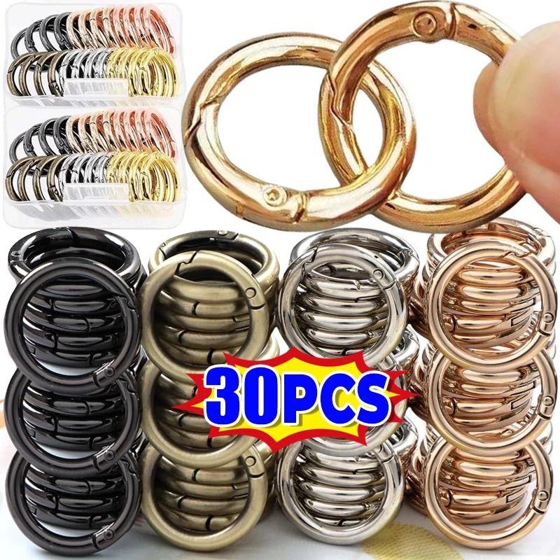 Heavy Duty Metal Spring Clasp Rings For Jewelry Keychains And Bag Accessories silver 30pcs 0.79 In