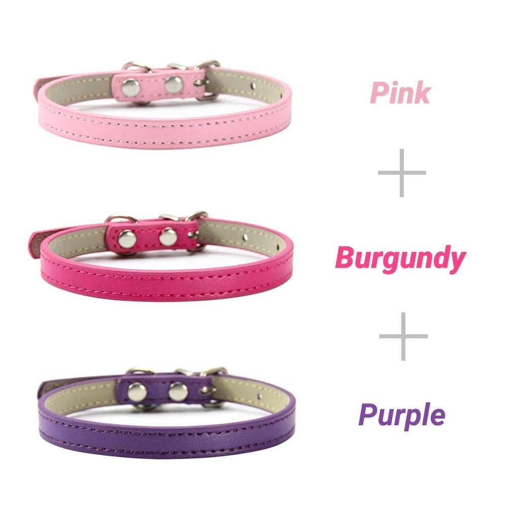 3 Piece Soft PU Leather Cat Collar Set 3 m