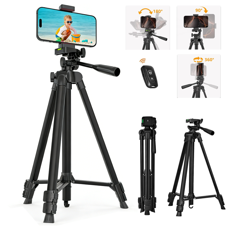Adjustable Phone Tripod Stand With Bluetooth Remote For Content Creators & Photography Adjustable Phone Tripod Stand With Bluetooth Remote For Content Creators & Photography