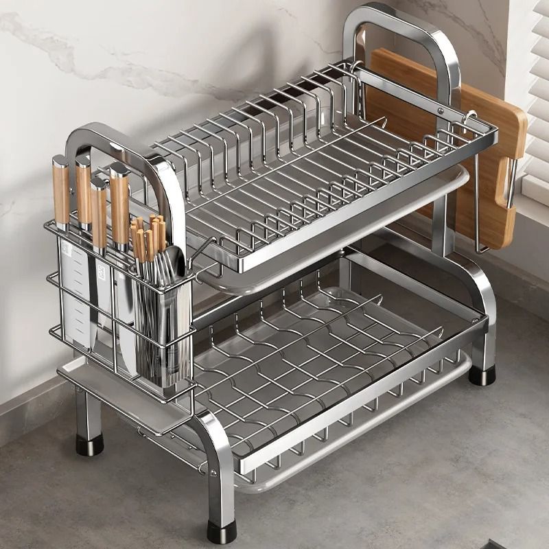 Compact Dish Drying Rack With Drainboard And Utensil Holder Compact Dish Drying Rack With Drainboard And Utensil Holder