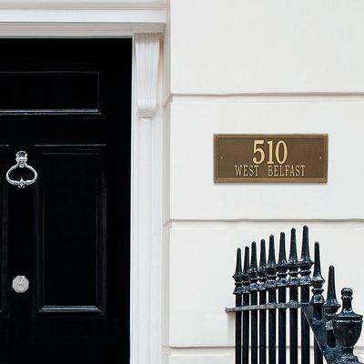 Double-Line Estate Plaque - Wall, Black with White Letters - Frontgate