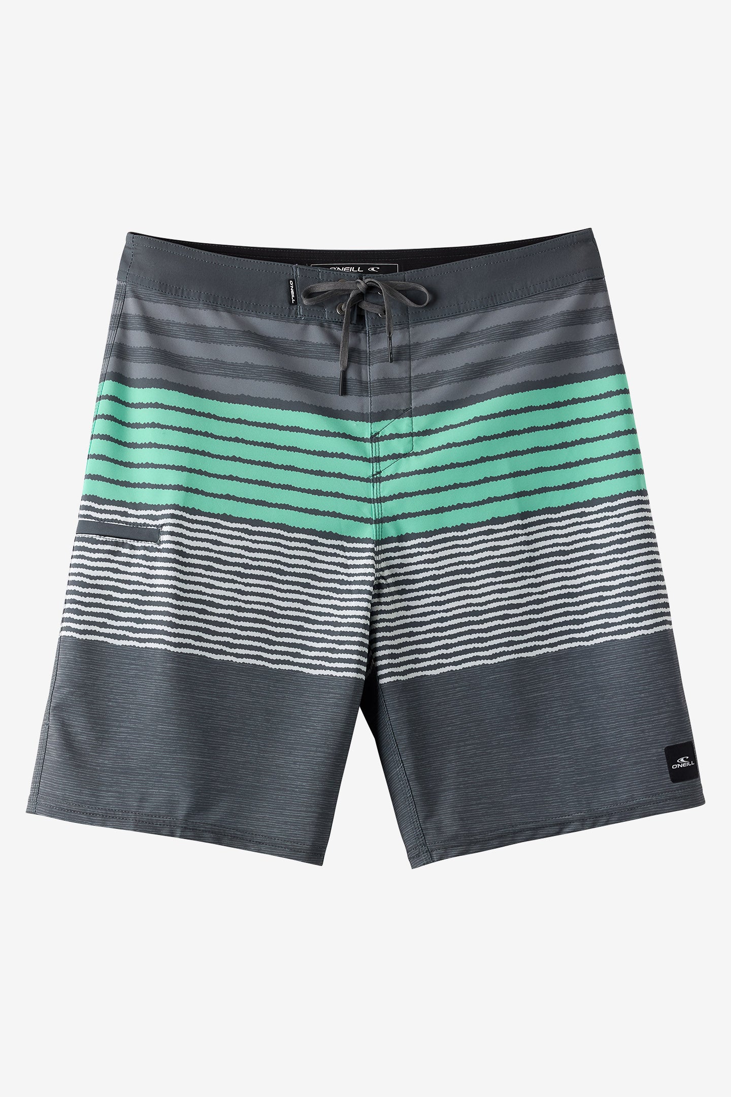 O'Neill Boy's Hyperfreak Heat Stripe 17"" Board Shorts in Dark Shadow, Size 25, Elastane/Polyester