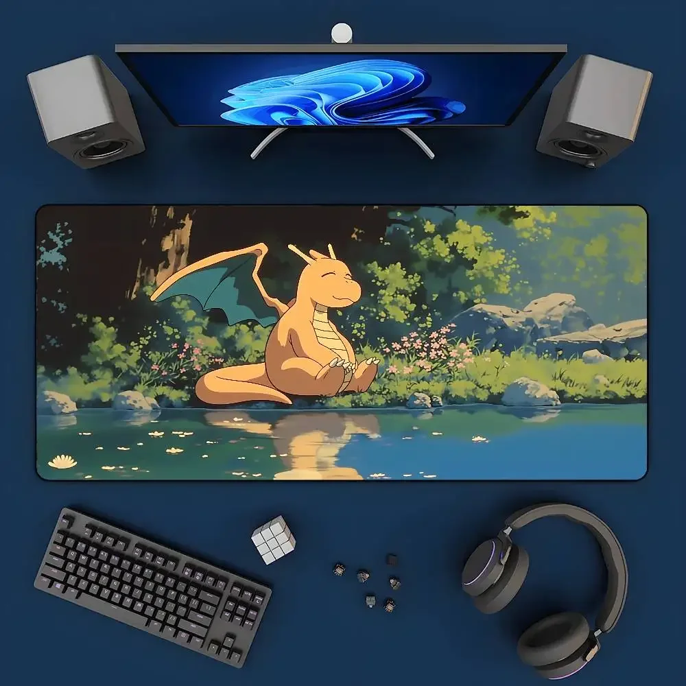 Pokemon Pikachu Gaming-Mauspad XXL Gummi-Tastaturunterlage mit 2MM Genähtem Rand-Design Image