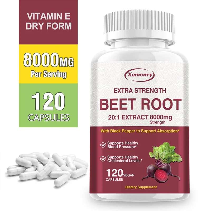 Beet Root Capsules - Enhance Energy, Blood Pressure Support, Healthy Blood Circulation and Heart Health