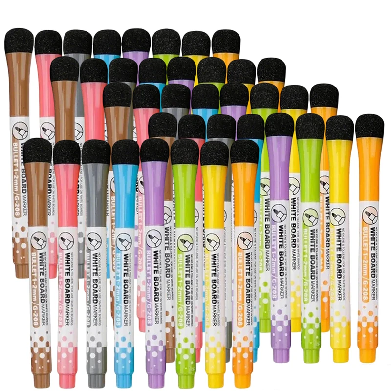 8–40 Stück farbige schwarze Whiteboard-Stifte, magnetischer Stift mit feiner Spitze und löschbarer Kappe, Magnetmalerei, für Zuhause, Schule, Büro, Graffiti-Marker Image