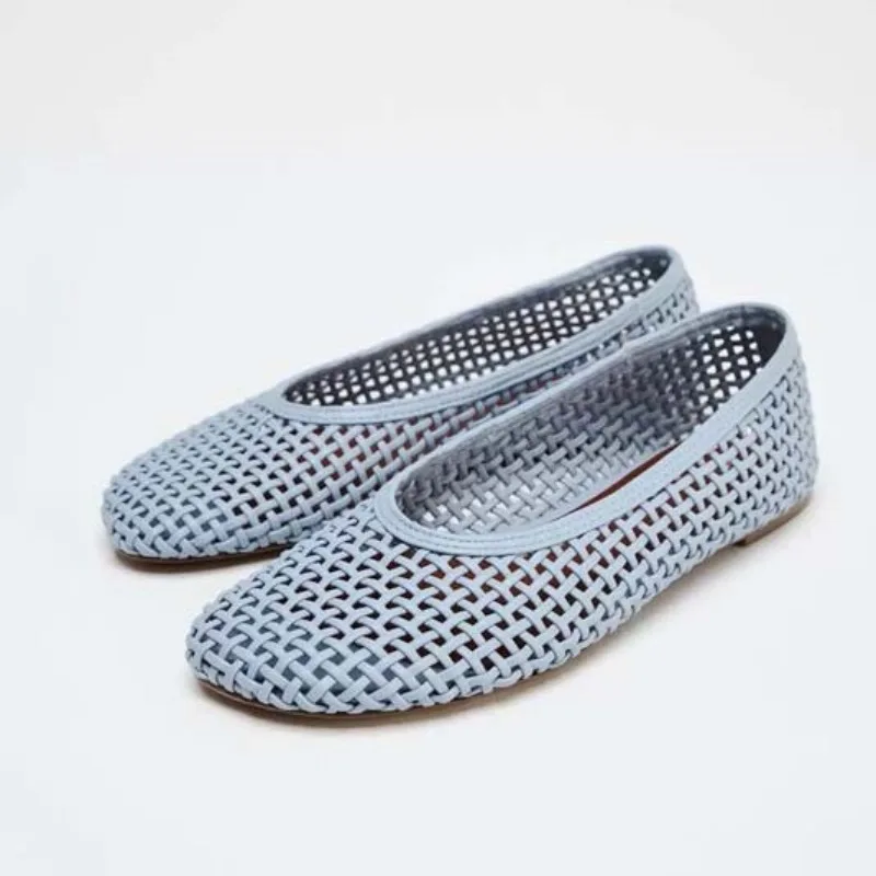 Weave Designer Ballerinas für Damen: Modische, atmungsaktive, hohle Freizeit-Strandsandalen – Bequeme Designer-Damenschuhe