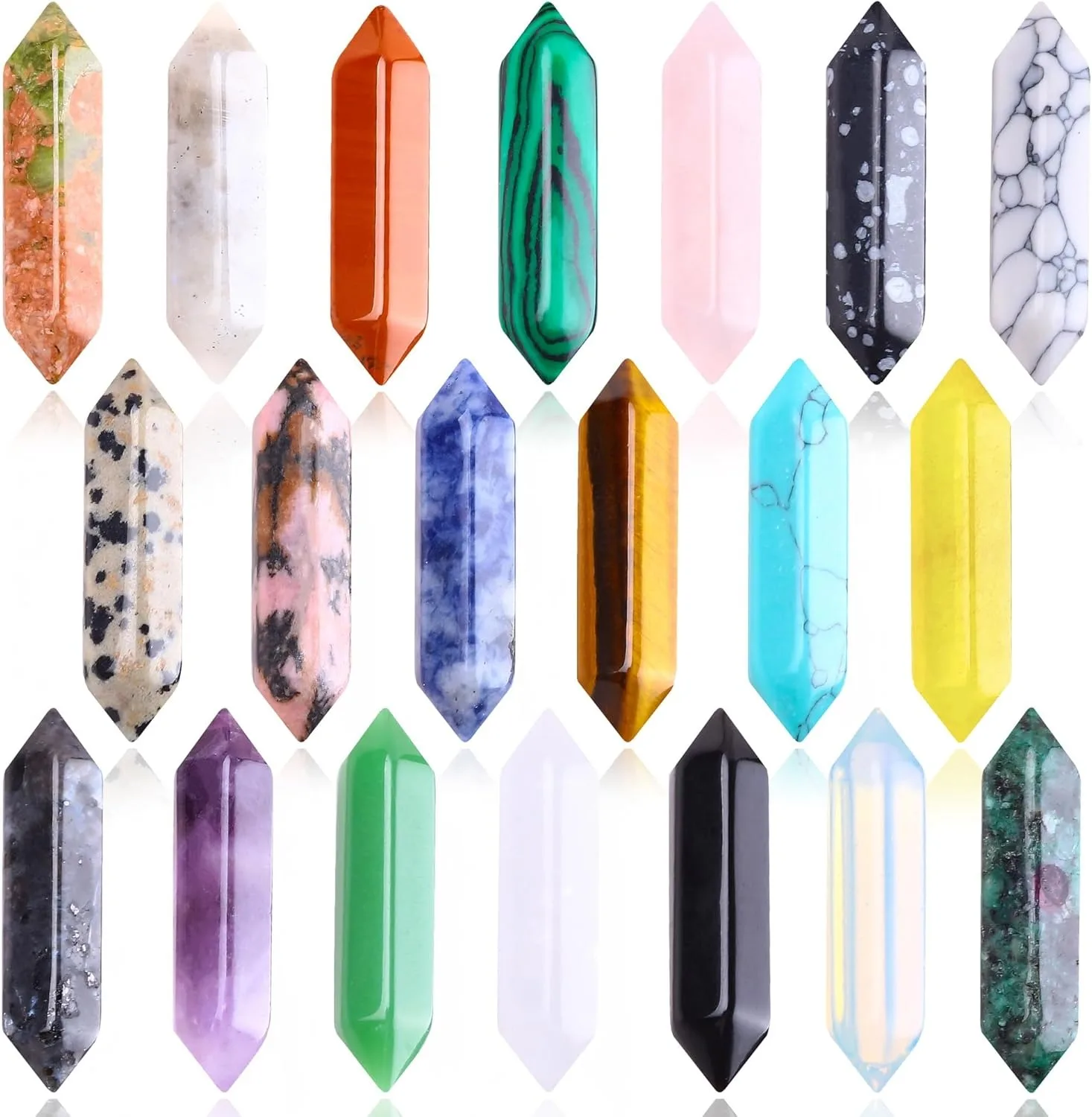 20-teiliges Set aus sechseckigen, kugelförmigen Kristallsteinen, Edelsteine für Heilung und Meditation, Yoga-Kristalle und Heilsteine Image