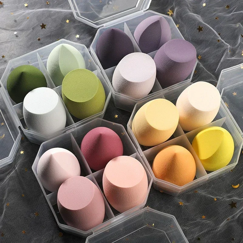 4 Stück Blender Beauty Egg Kosmetik-Schönheitsschwamm-Werkzeuge Make-up-Zubehör Puderfoundation-Schwämme Puff für Frauen