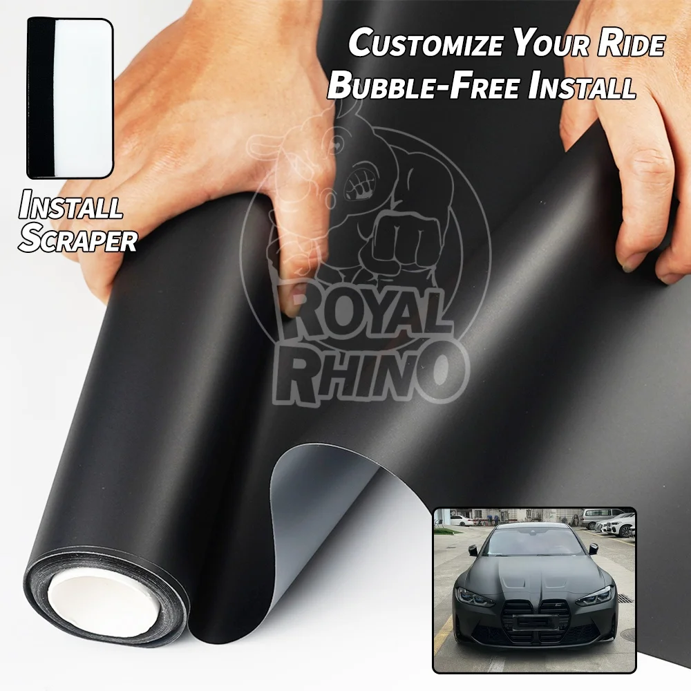 Super Mattschwarze Auto-Folierung Vinyl-Wrap-Aufkleber Blasenfreie Auto-Accessoires Selbstklebende Motorrad-Dekorfolie Image