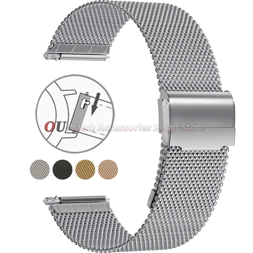 Universelles Edelstahl-Mesh-Armband (Milanese) 0,6 mm für Seiko und DW Uhren – 18 mm, 20 mm, 22 mm, 16 mm, 19 mm, 24 mm, 12 mm, 14 mm, 21 mm Image