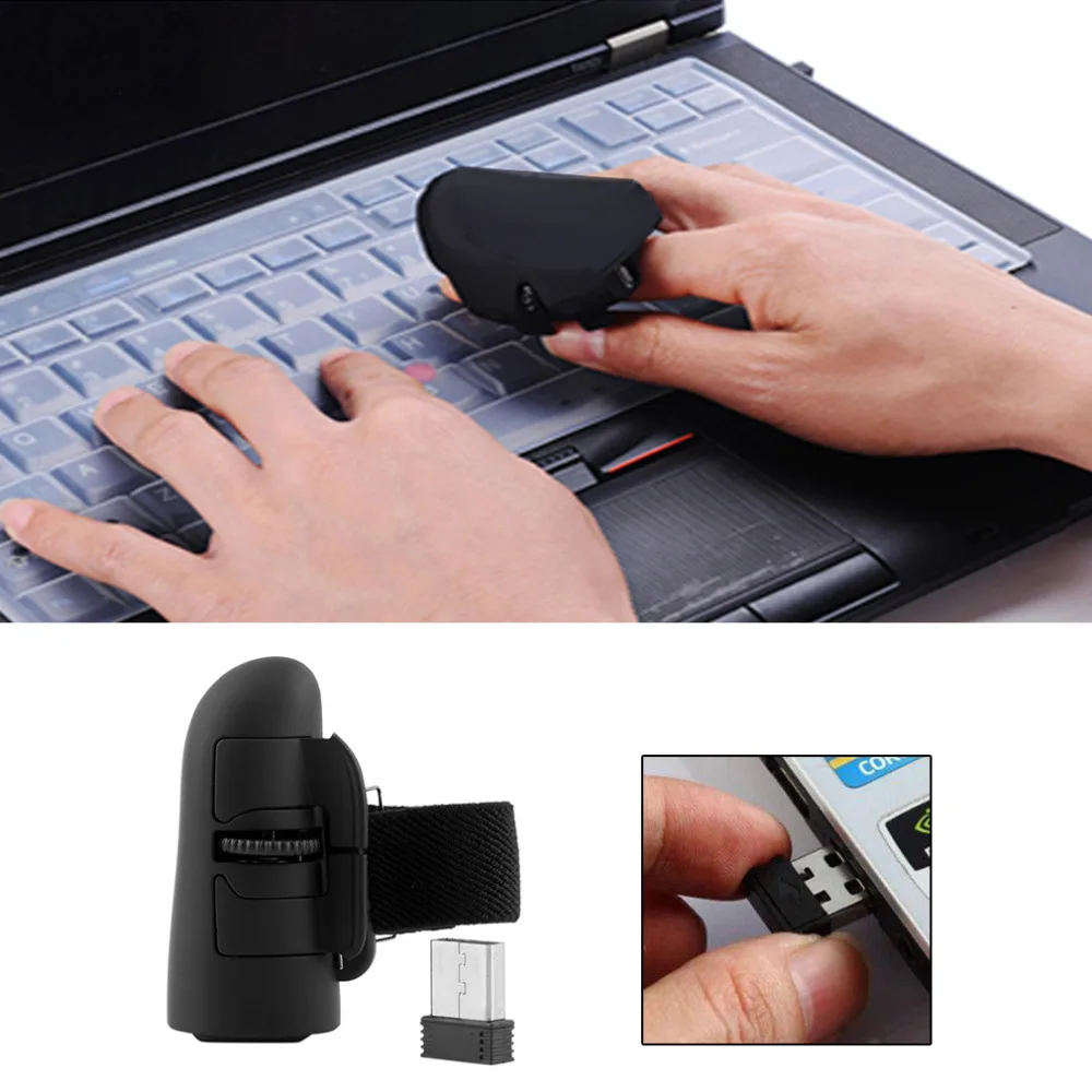 Universal 2,4 GHz USB Wireless Finger Ringe Optische Mini Maus 1600 Dpi Für Notebook Laptop Tablet Desktop PC Maus Image