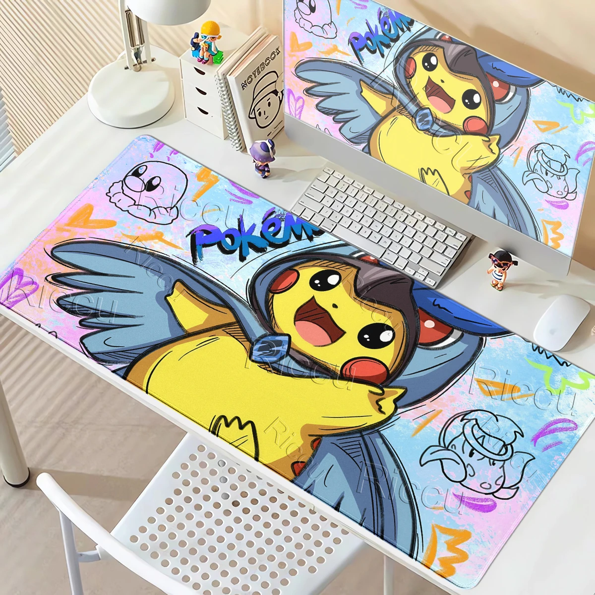 Anime-Mauspads, HD-Computer-Tastatur, Gaming, Pokemon, Abstraktion, Bürozubehör, rutschfest, niedlich, P-Pikachu, große, erweiterte Pads Image