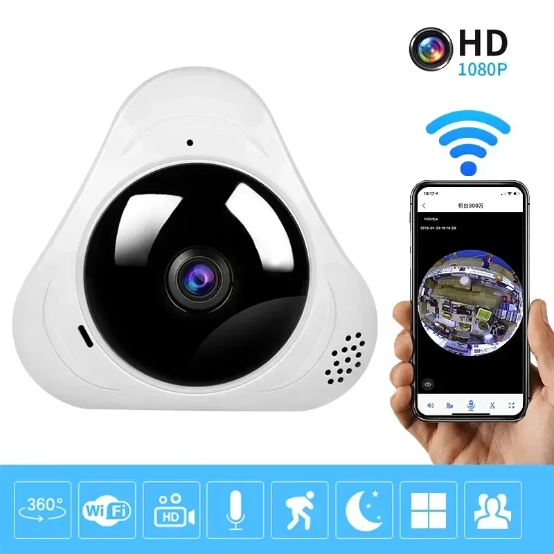 360 Grad Wifi Panoramakameras 1080P Sicherheitsschutz Fisheye IP 3MP Smart Home Nachtsicht CCTV Überwachungskameras Image