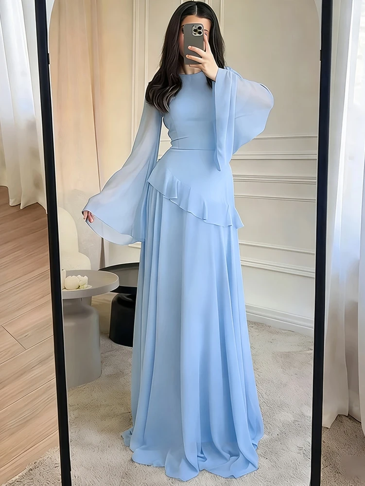 2026 Frühjahr/Sommer Neuheiten: Damen Chiffon Maxikleid mit ausgestellten Ärmeln – Ein sanftes und elegantes Abendkleid Image