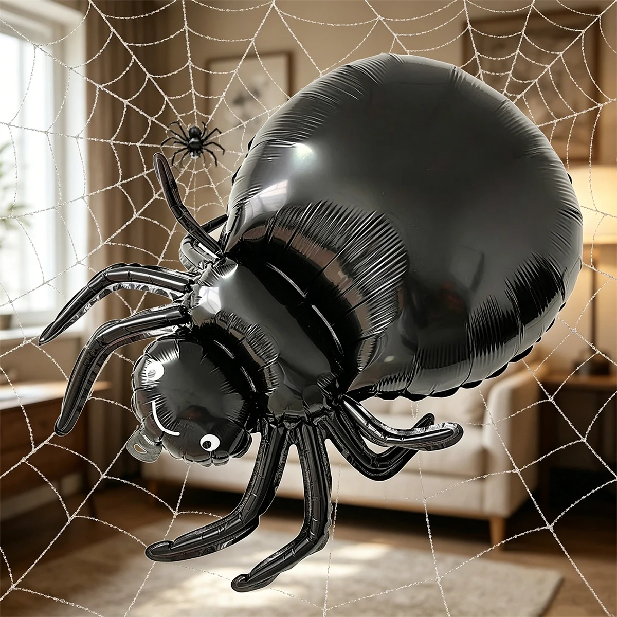 3 Stück – 31-Zoll große schwarze Spinnenballons, Spinnen-Dekorationen für Geburtstagsfeiern.