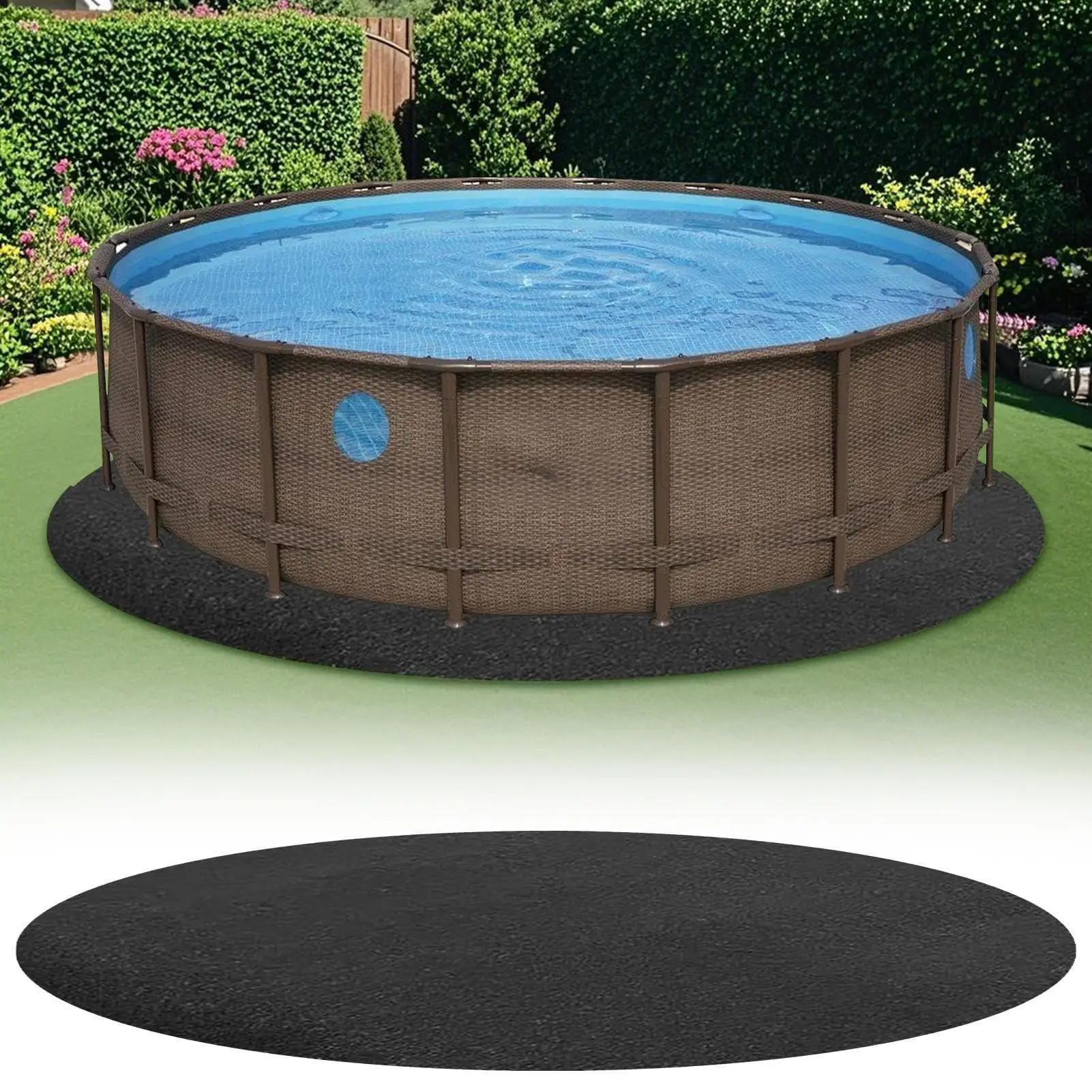 Pool-Liner-Matte, strapazierfähig, rutschfest, durchstichsicher für Aufstellpools, Unterlage, Bodenmatte für Garten, Hof, Terrasse Image