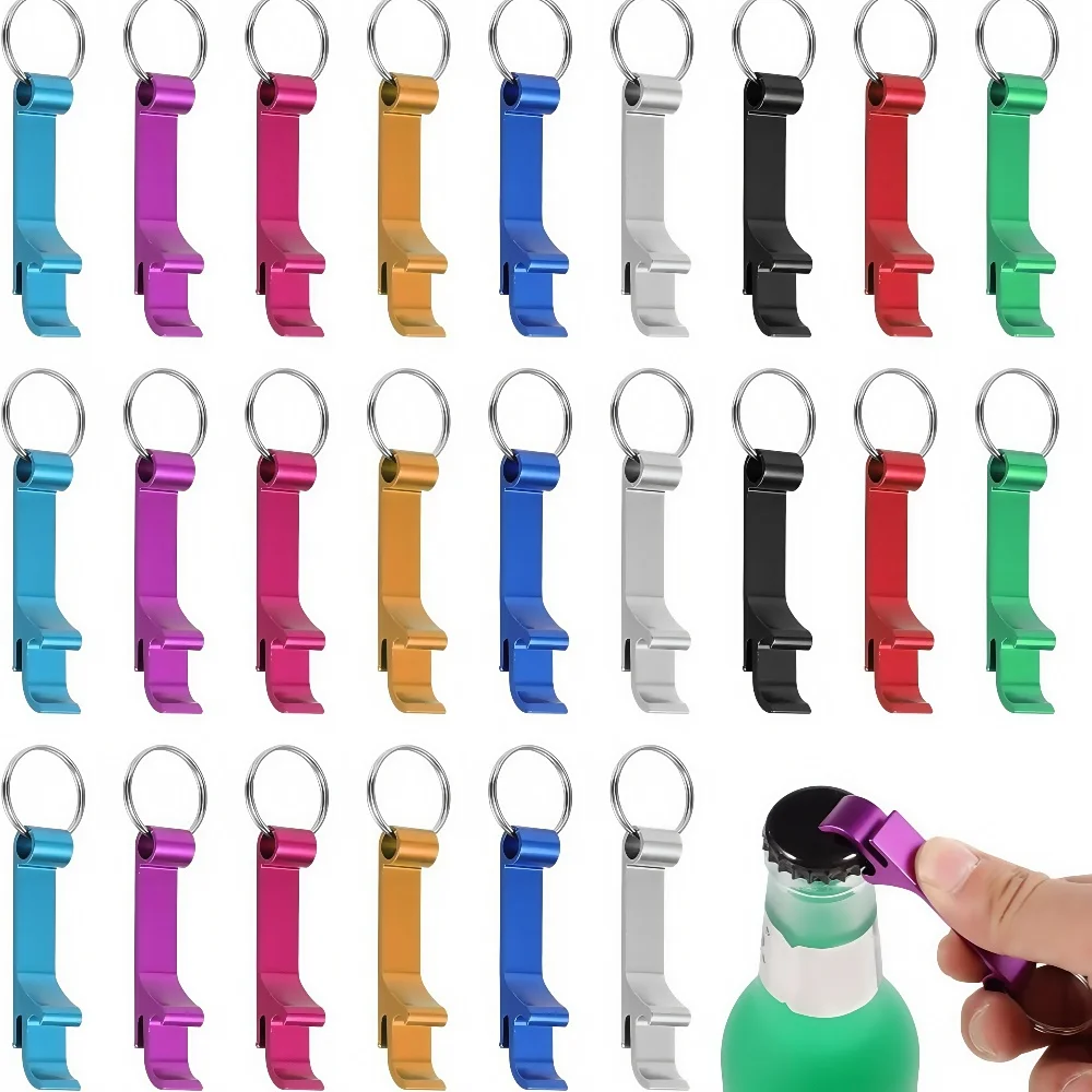 5-100 Stück Gemischte Metall-Flaschenöffner als Schlüsselanhänger für Geburtstage, Hochzeiten, Gäste, Bar, Sommerpartys, Geschenke und Souvenirs Image