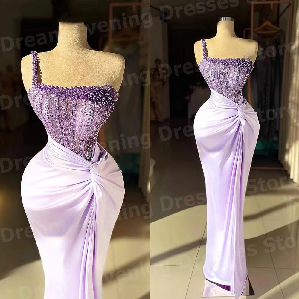 Elegante Meerjungfrau-Abendkleider für Damen, maßgeschneiderte sexy One-Shoulder-Perlen-Ballkleider, ärmellose Vestidos Para Mujer Elegantes