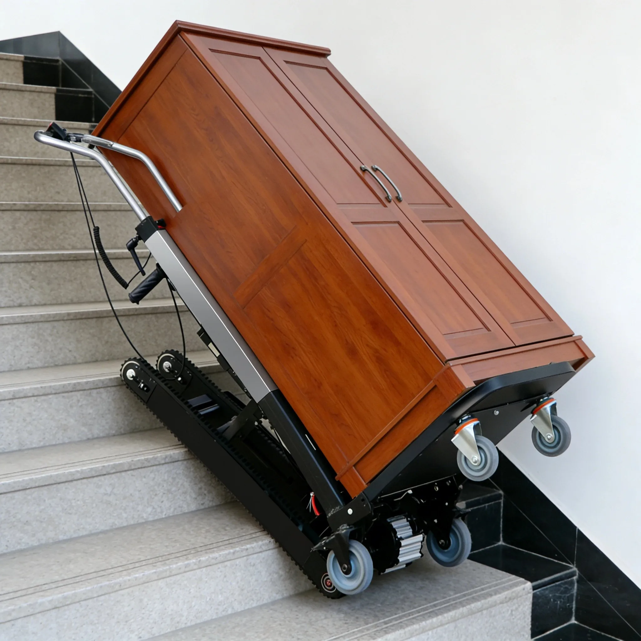 Das neueste Modell 2026: Elektrischer Treppensteiger mit Kettenantrieb, 52V 48AH, 400KG Tragkraft, kann 1800 Stufen erklimmen. Image