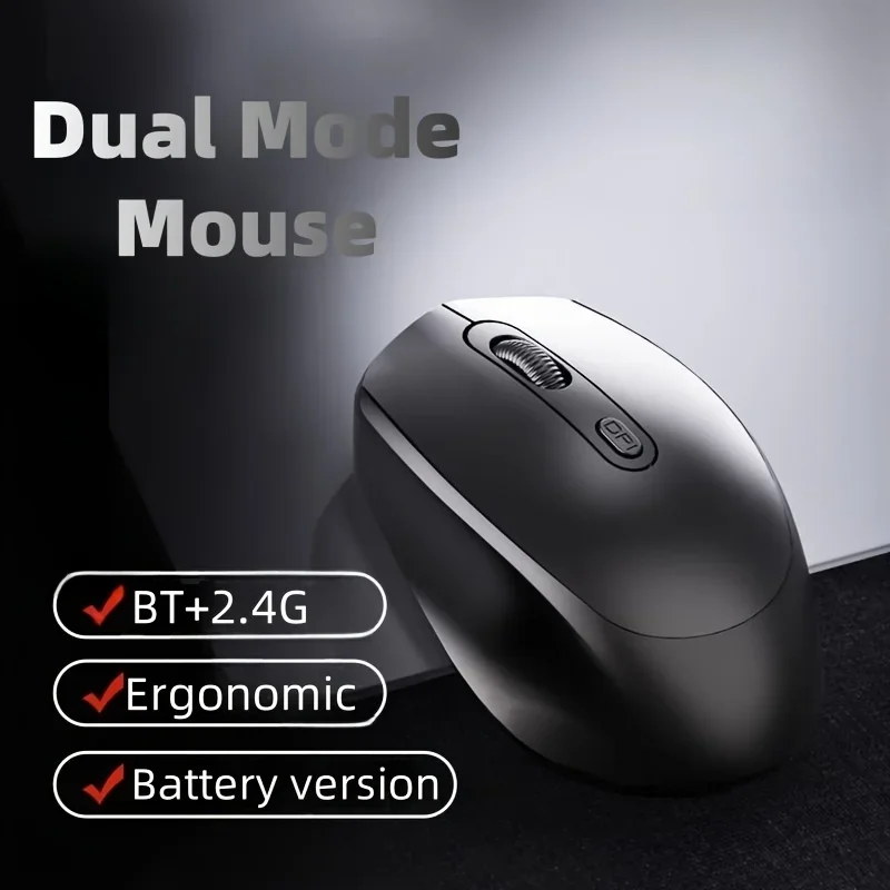 Dual-Mode-Wireless-Maus, 2,4 G + BT, ergonomische optische Computermaus, 2,4 G USB-Mäuse für Laptop, Pad, PC, Tablet, MacBook, kabellose Mäuse Image