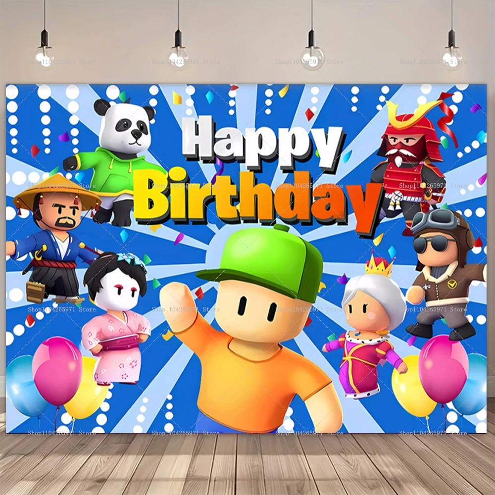 Stumble Guys Themen-Geburtstagsparty Cartoon-Dekoration Banner Hintergrund Jungen Mädchen Geschenk Partyzubehör Babyparty Fotografie-Requisite Image