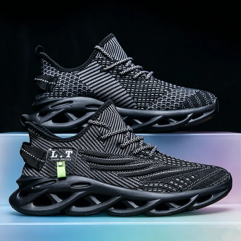 Herren Sport-Laufschuhe Schwarze Jogging-Schuhe Casual Sneakers Atmungsaktive Mesh-Schuhe für Damen Leichte Stoßdämpfende Wanderschuhe für Herren