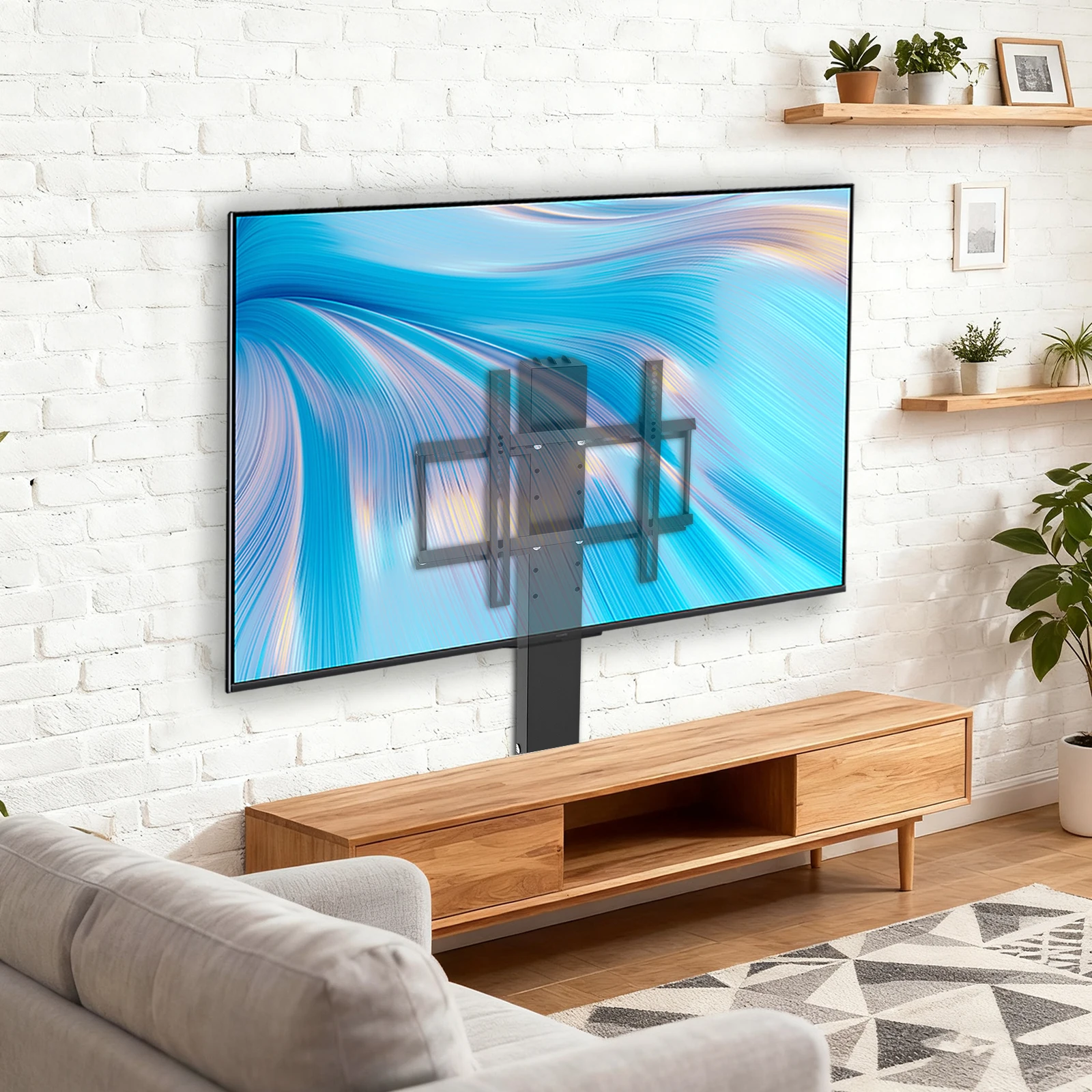 TV-Ständer mit elektrisch verstellbarem TV-Lifter für 38-66 Zoll, 700 mm Hubhöhe, TV-Lift für 110 lbs, motorisierter TV-Ständer aus Aluminiumlegierung