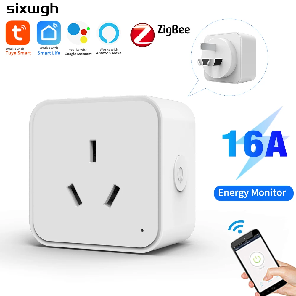 AU ZigBee Smart-Steckdose AU-Stecker, Gateway erforderlich, Energieüberwachung, Fernbedienung & Sprachsteuerung, Alexa Google Home, Stromausfall-Speicherfunktion Image