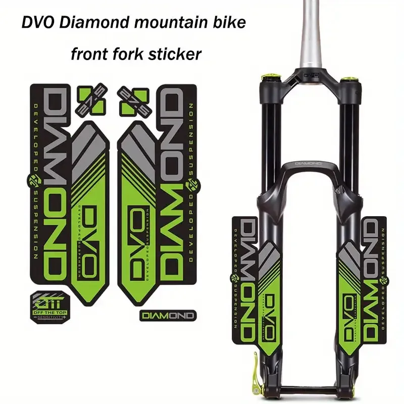 6 Stück DVO Diamant MTB Gabel-Aufkleber Schwarz Grün Wasserdichte Vinyl-Sticker Langlebige Schutzfolien für Fahrradgabeln Fahrradzubehör Image
