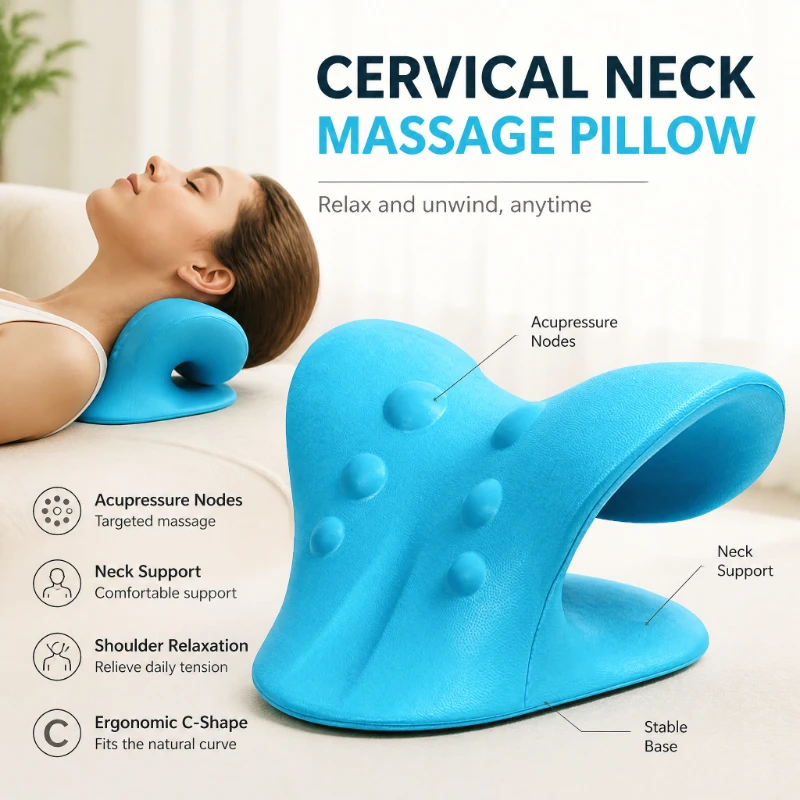 Nackenkissen für Halswirbelsäulensyndrom, Korrektur der Wirbelsäulendehnung, Vorwärtsgerichteter Kopf-Korrektor, Massagegerät, Elastische Nackenstütze Image