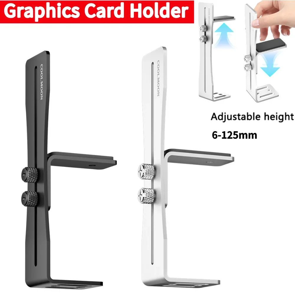 Computer-Grafikkarten-Halterung Aluminium GPU-Stützhalterung 6 bis 125mm Verstellbare Videokarten-Stütze Grafikkarten-Unterstützung Image