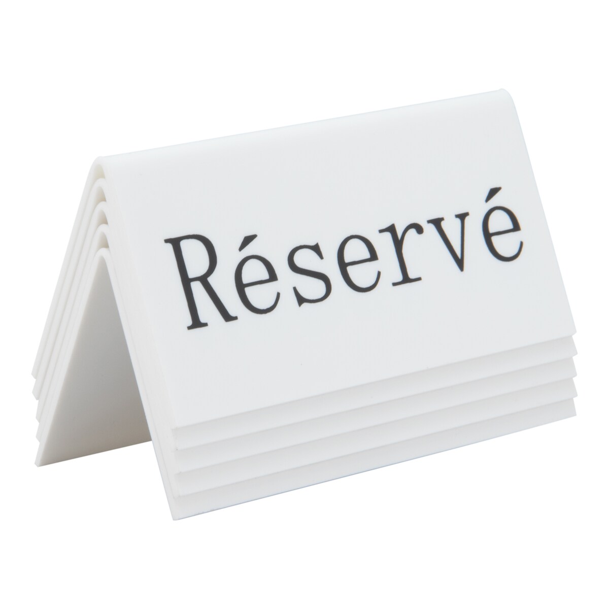 Securit® 5er-Set Tischreservierungsschilder "Reserviert" (Französisch) – Weißes Acryl mit schwarzen Buchstaben Image