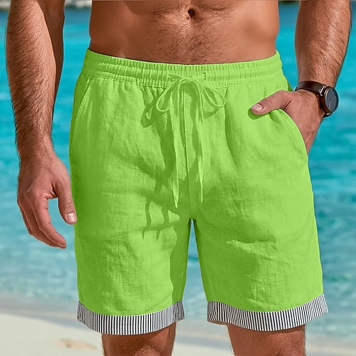 Herren Shorts Sommershorts Strandshorts Baggy-Shorts Kordelzug Elastischer Bund Gerader Schnitt Einfach Komfort Atmungsaktiv Kurz Lässig Täglich Outdoor Klassicher Stil Retro Vintage Weiß Khaki Image