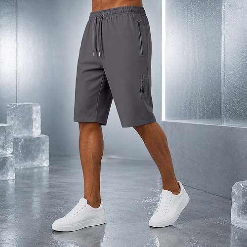 Herren Komfortbund Schnelltrocknende Shorts Aktiv Shorts Freizeitshorts Tasche Elastischer Bund Rein Einfach Einheitliche Farbe Schnelltrocknend Sport Wadenlang Lässig Outdoor Training Sport Sportlich Image