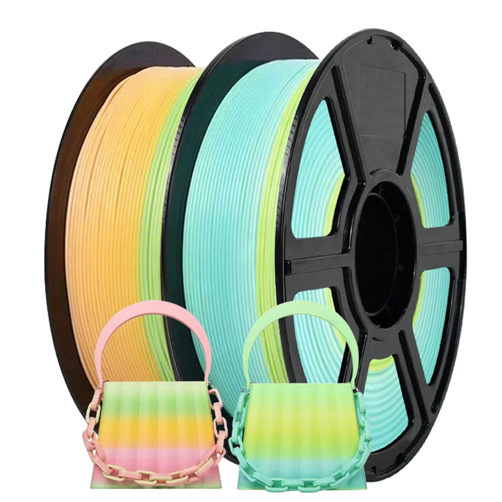 Flexibles TPU-Filament, 1,75 mm, 1 kg/500 g/250 g/200 g, 3D-Drucker-Filament, weich, 95 A, TPU, Regenbogen-Farbwechsel, grün, hohe Zähigkeit, neu Image