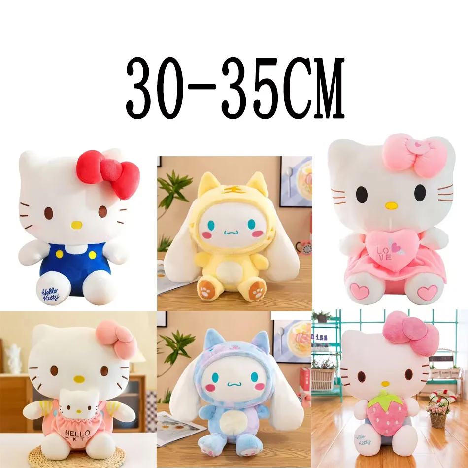 6 Stile 23-35CM Anime Hello Kitty Plüschtiere Weiches Kissen Geburtstagsgeschenke für Mädchen Kawaii Hello Kitty Plüschpuppen