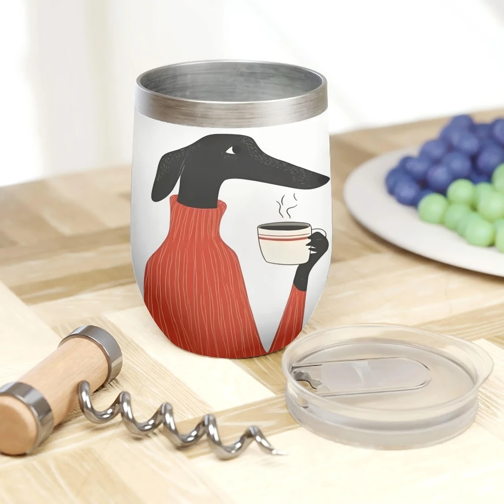 Hunde-Trinkflasche für Kaffee, 12oz Thermobecher mit Deckel, Doppelwandiger Isolierbecher aus Stahl für Sport und Trinken Image