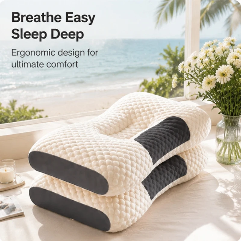 Tragbares orthopädisches Massagekissen mit Sojabohnenfaserfüllung, weiches Kissen zur Linderung von Nackenermüdung für Zuhause, Spa, Reisen und Nachtruhe. Image