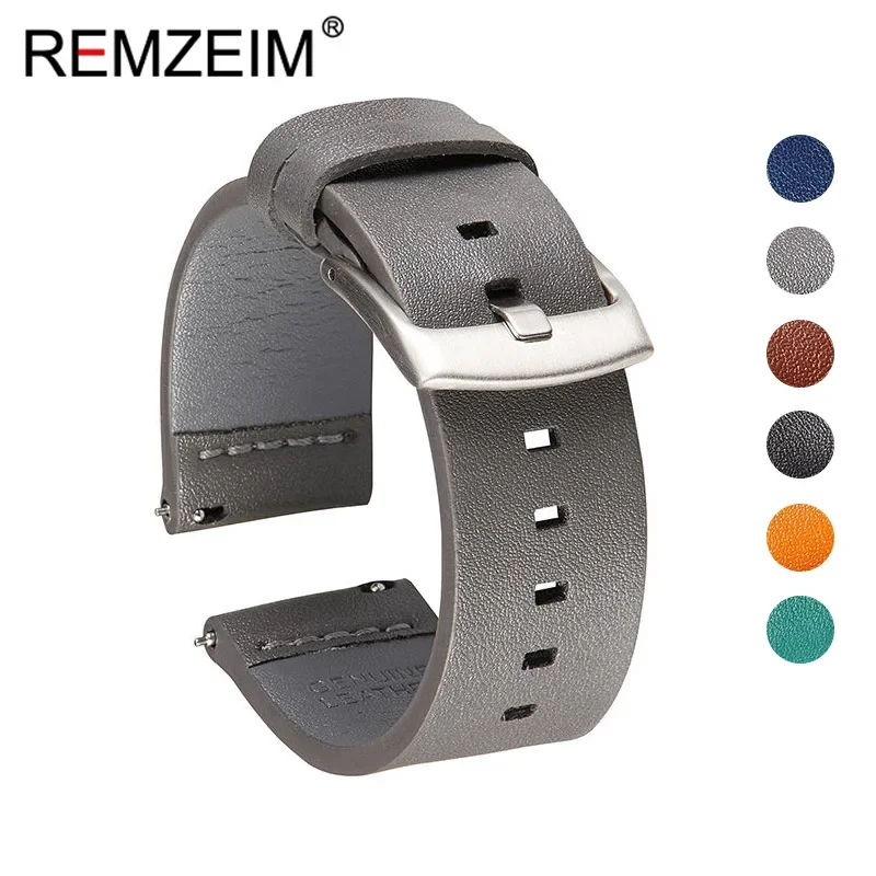 Echtleder-Uhrenarmband für Samsung Galaxy Watch 42 46 mm Gear S3 Sport-Uhrenarmband Schnellverschluss 18 20 22 24 mm Grau Image