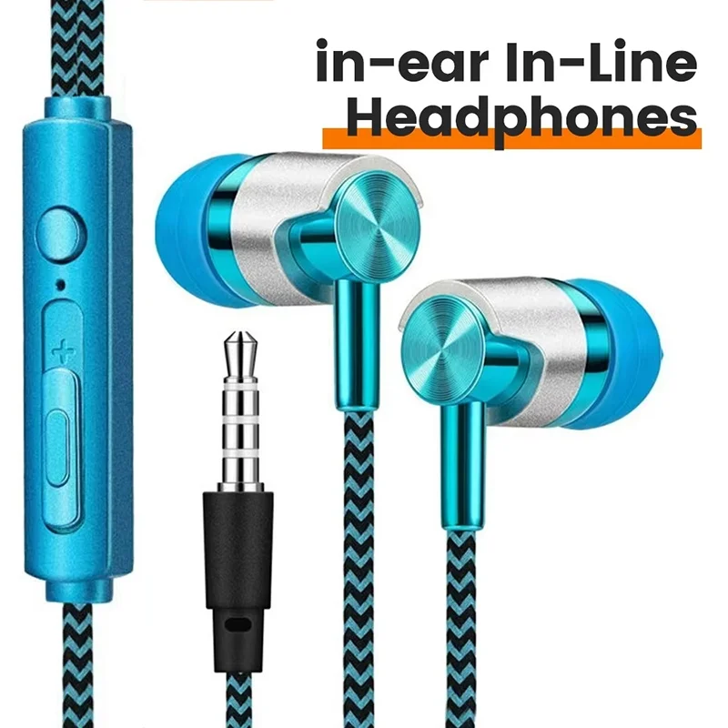 Verwicklungsfreies Kabeldesign, 3,5-mm-AUX-Stecker, kabelgebundene Kopfhörer für Büro, Reisen, Pendeln, Musik, Anrufe, Zubehör, Zubehörartikel Image
