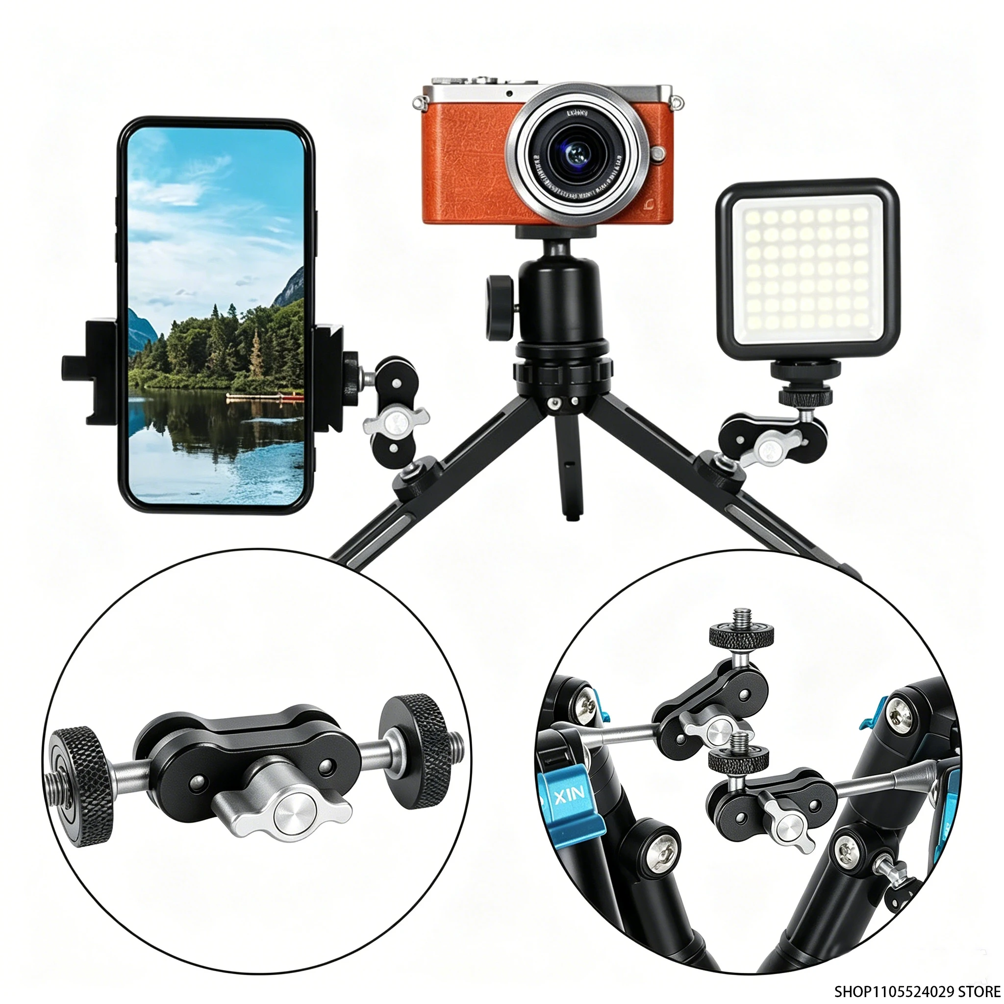Aluminiumlegierung Magic Arm Universalverstellbarer 1/4-Zoll-Schnittstellen-Fülllichthalter Live-Foto-Gestreckte-Halterung Fotografiezubehör Image