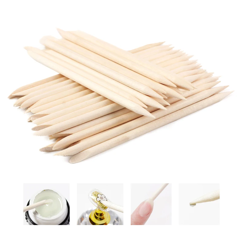 50/100 Stück Orangenholzstäbchen, doppelseitiger Nagelhautschieber, Hornhautentferner, 6,3 cm, 11,4 cm, Holz-Maniküre- und Pediküre-Werkzeuge, Zubehör Image