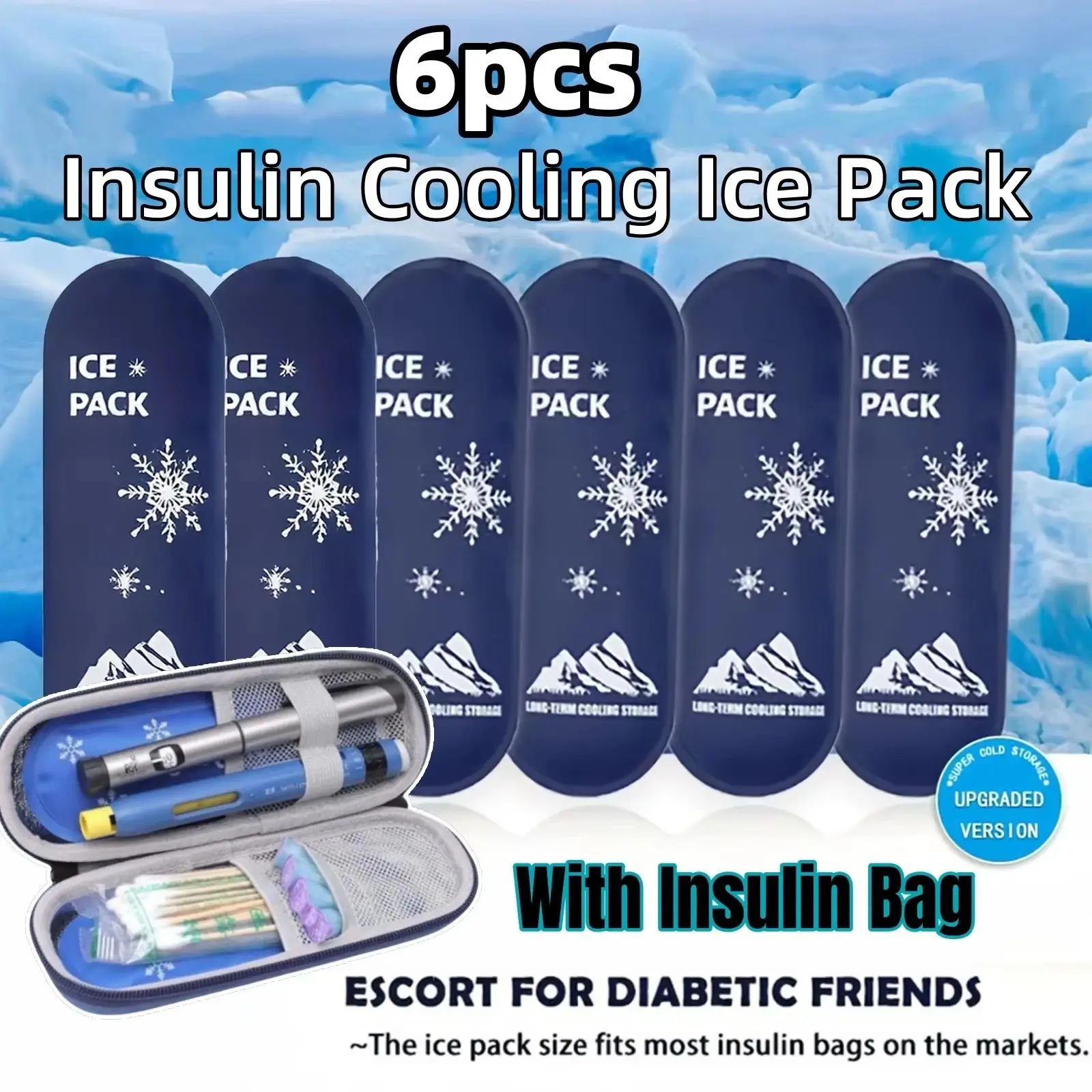 Neue Insulin-Gel-Kühlbeutel Wiederverwendbare Kühltasche Gekühlter Eisstreifen Kälteisolierung Eispack zur Schmerzlinderung Medikamentenaufbewahrung Image