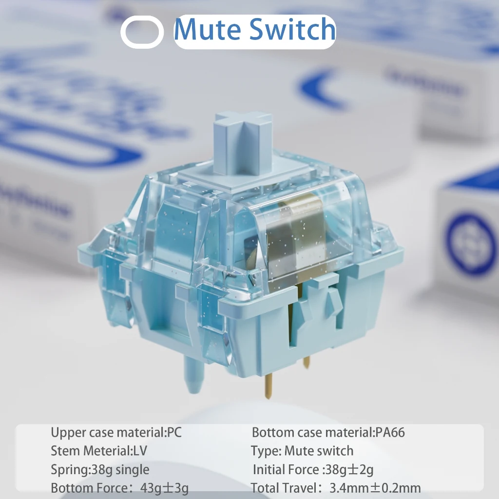 35 Stück Creamy Blue Switch Tactile 5-Pin Linear vorgeschmierte, geräuschlose Schalter, MX-kompatibel für mechanische Tastaturen Image