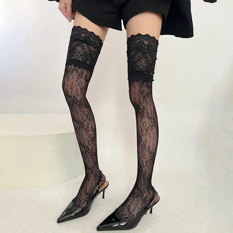Y2K Damen Sexy Spitzen-Netzstrümpfe Kostüme JK Lolita Overknee-Socken mit Spitzenbesatz Atmungsaktive Netzstrümpfe Image