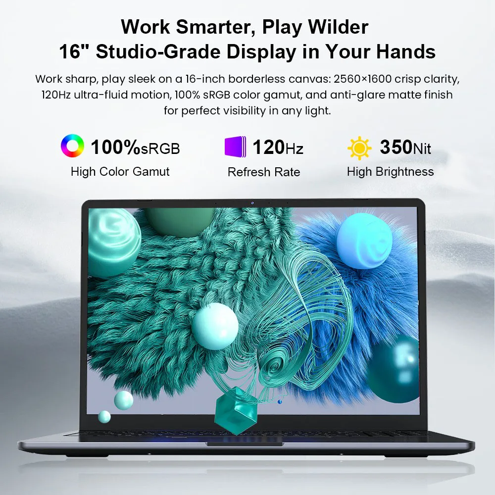 Ordinateur portable Ultrabook Ninkear A15 Pro 16 pouces, écran IPS 2.5K 120Hz, processeur AMD Ryzen 5 5500U, 16 Go de RAM DDR4, SSD 1 To, carte graphique AMD Radeon, Windows 11, ordinateur portable