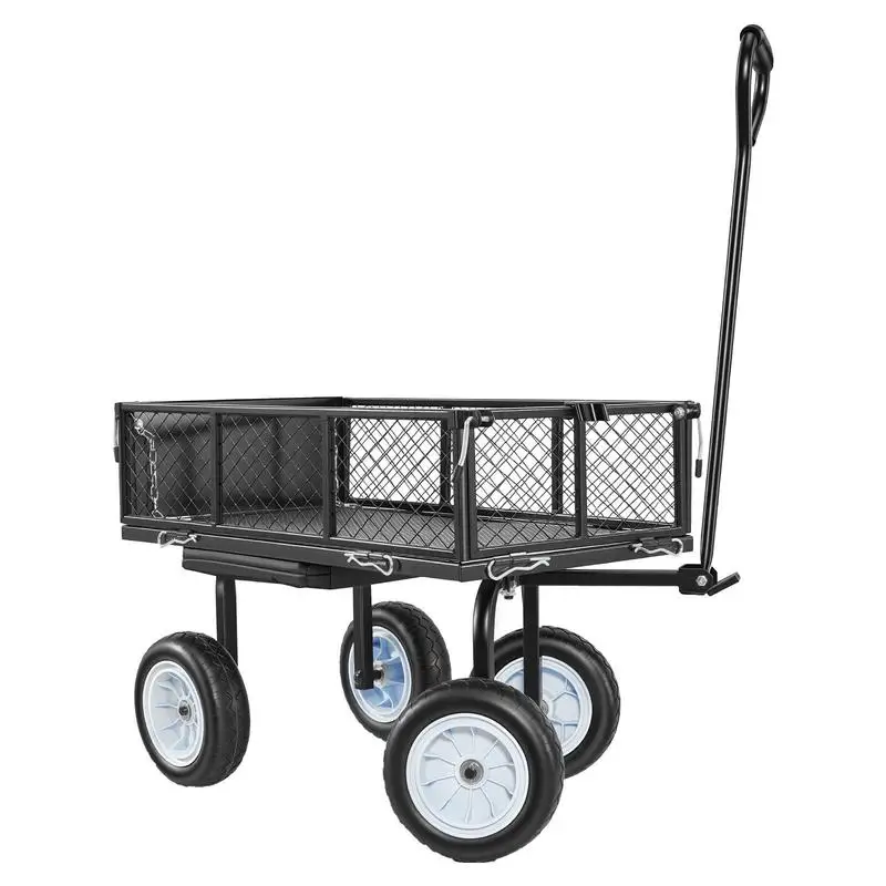 Chariot de jardin avec siège, capacité de 500 lb, siège de travail de jardin roulant en acier avec roues, tabouret de jardinage robuste, avec plateau à outils et poignée réglable, chariot de jardin