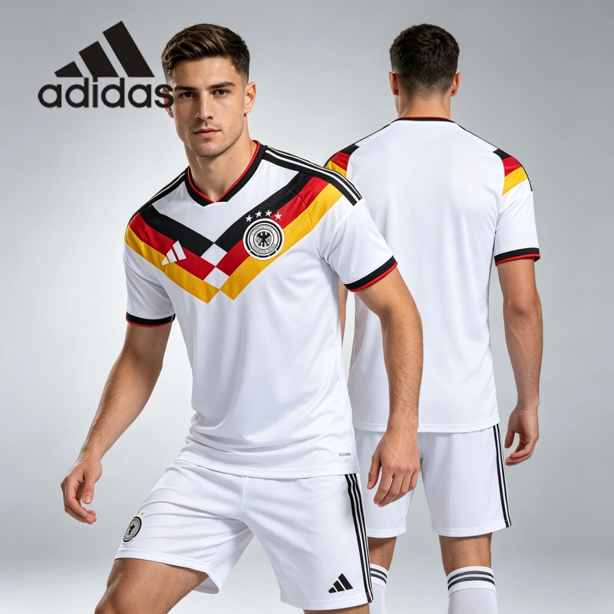 Maillot de football Adidas Coupe du Monde 2026 Allemagne Équipe Nationale Version Fan Domicile Séchage Rapide Manches Courtes Unisexe KD8363