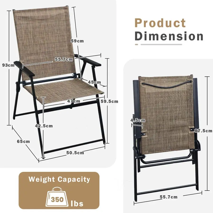 Garden Chairs Set of 2 Stackable Outdoor Dining Chair with Armrests Backrest Portable Folding Patio Chairs for Garden Camping F